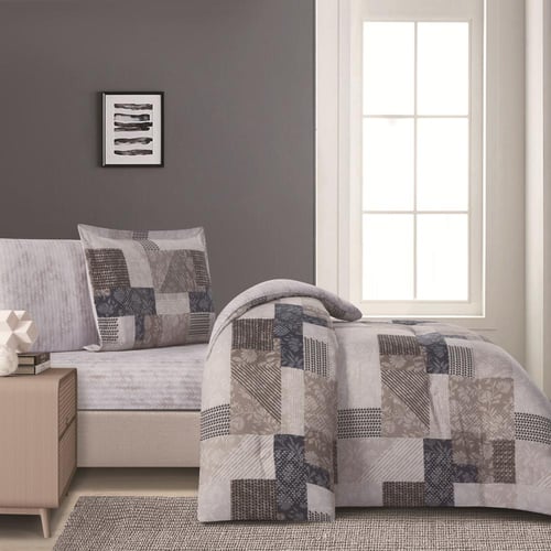 مفرش صيفي مفرد ونص 4 قطع - تيانا - بيج - رصاصي فات...