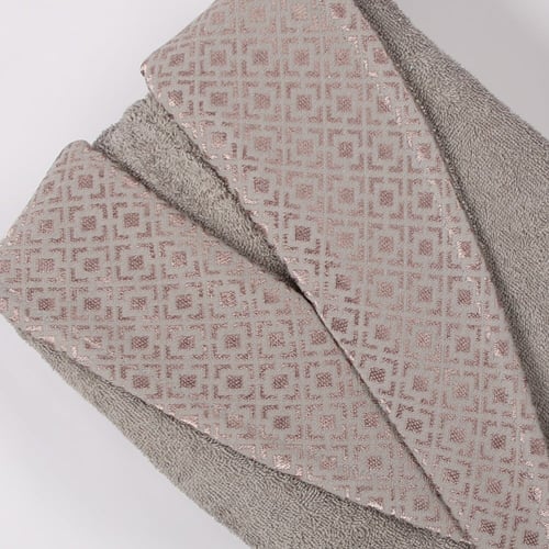 طقم روب حمام قطن بلغاري 8 قطع - جاردن -رمادي - رصا...