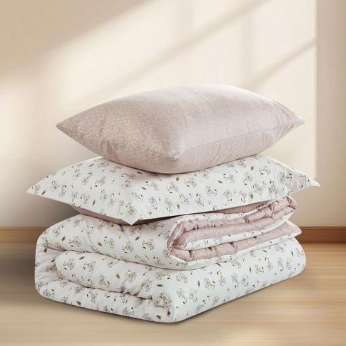 مفرش صيفي مفرد ونص 4 قطع - ليتون - أبيض - لحمي