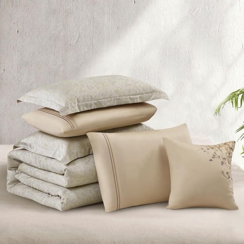 مفرش صيفي كوين تنسيل قطن 300 غرزة + مخدة هدية