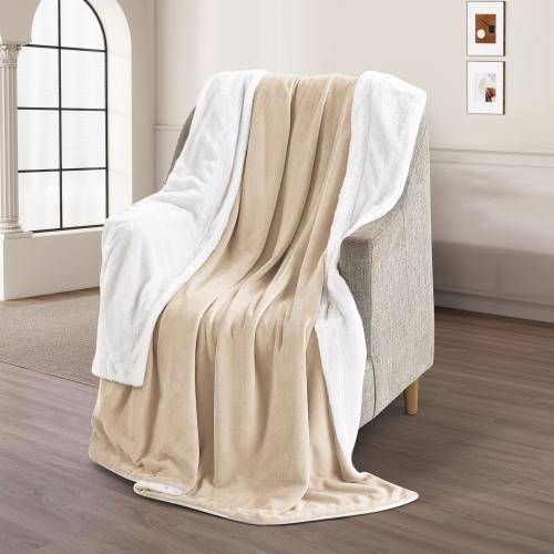 بطانية مخمل وفرو ماريو 200 × 230 - بيج فاتح