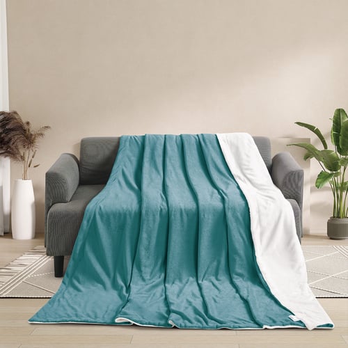 بطانية مخمل وفرو ماريو 200 × 230 - تركوازي