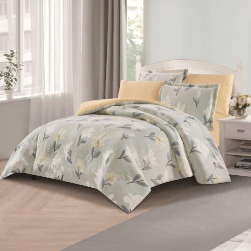 مفرش شتوي مخمل مفرد ونص 4 قطع - تالورا - رصاصي - أ...