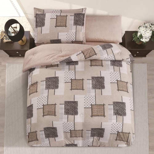 مفرش صيفي مفرد ونص 4 قطع - تيانا - بيج غامق - بيج...