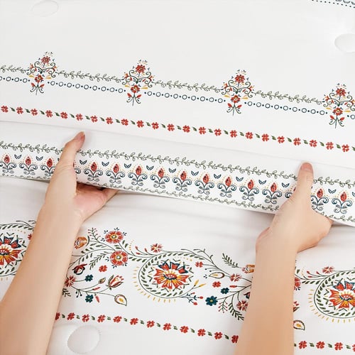 مفرش قطن صيفي مفرد ونص ٤ قطع - نولين -ابيض