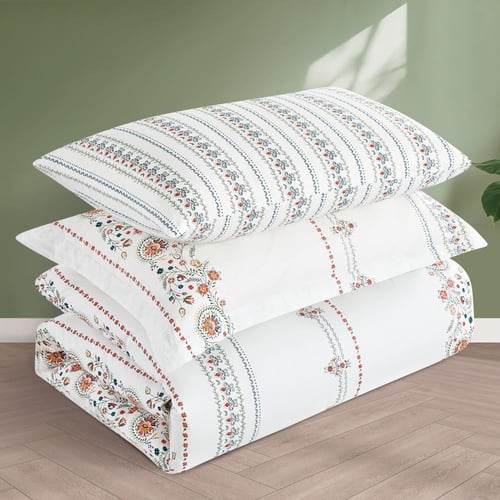 مفرش قطن صيفي مفرد ونص ٤ قطع - نولين -ابيض