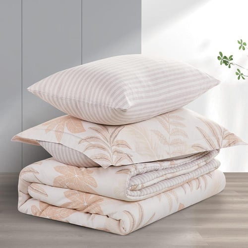 مفرش قطن صيفي مفرد ونص 4 قطع - فاليريا - كريمي - ر...