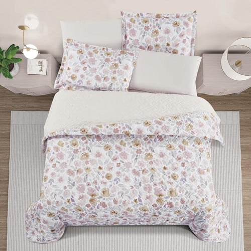 مفرش صيفي مزدوج حشوة مضغوطه 6 قطع - لونيا- ابيض -...