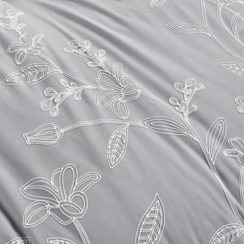 مفرش صيفي مزدوج مطرز فاخر 8 قطع - ايزابيلا - رمادي