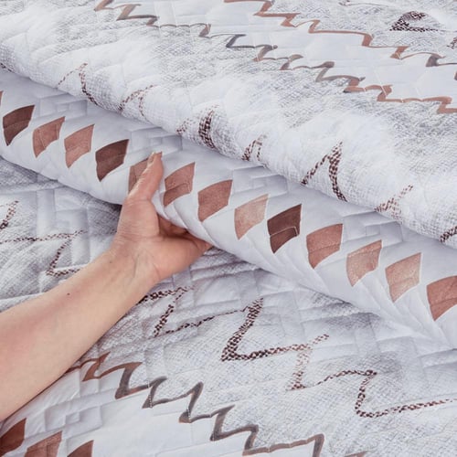 مفرش صيفي مزدوج حشوة مضغوطه 6 قطع - لونيا - رصاصي...