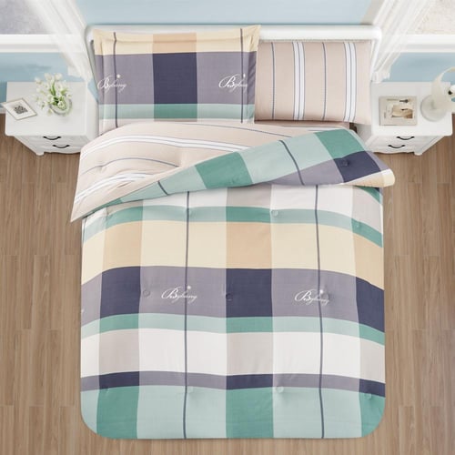 مفرش صيفي مفرد ونص 4 قطع - اليساندرا - رمادي - اخض...