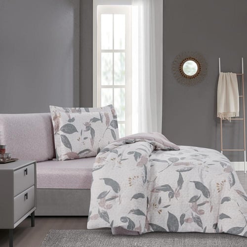 مفرش صيفي مفرد ونص 4 قطع - ليتون - كريمي - رمادي ف...