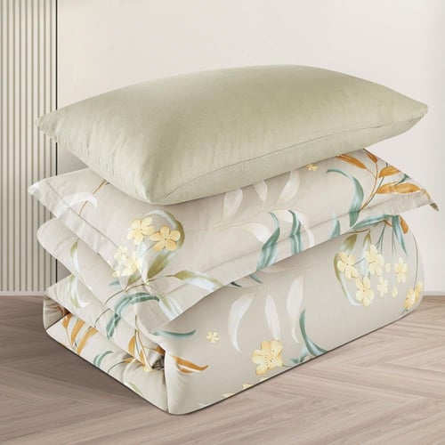 مفرش قطن صيفي مفرد ونص 4 قطع - فاليريا - بيج