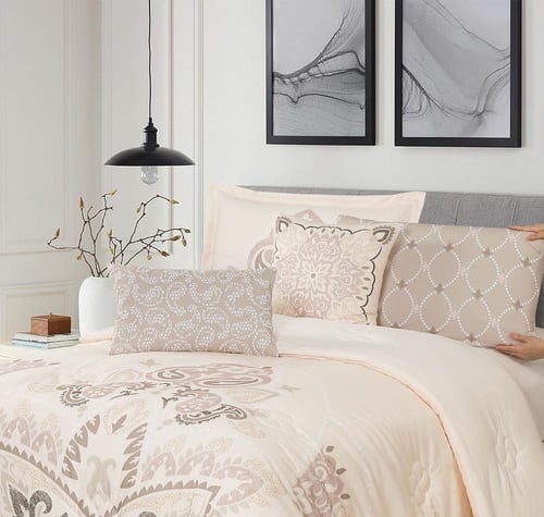 مفرش صيفي مفرد ونص 8 قطع - مارجو -كريمي غامق