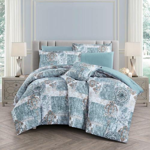 مفرش صيفي مزدوج وجهين ٧ قطع - اوركا -ابيض - تركواز...