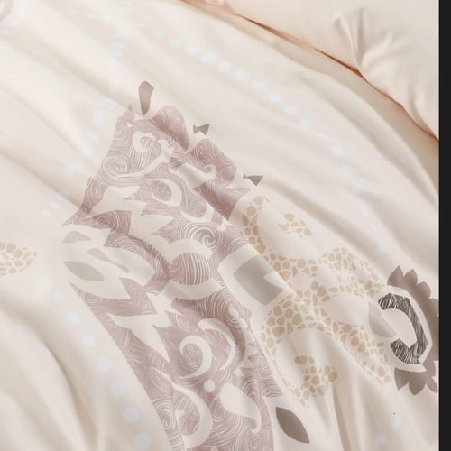 مفرش صيفي مقاس كوين 12 قطعة - كلاريس - كريمي غامق