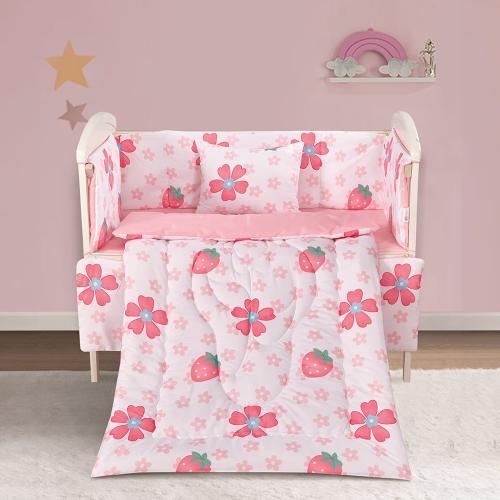 مفرش موآليد بحواجز 5 قطع - لارك - أبيض - وردي