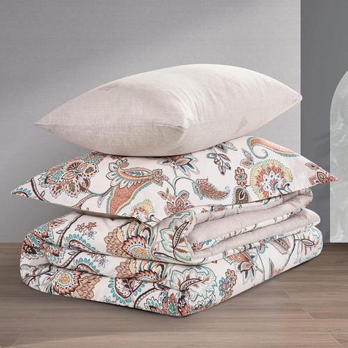 مفرش قطن صيفي مفرد ونص 4 قطع - فاليريا - كريمي - ب...