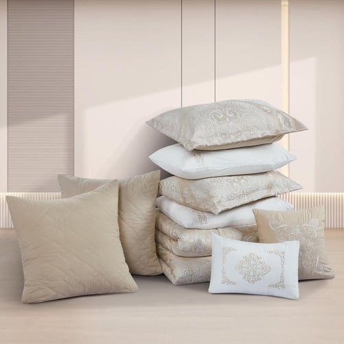 مفرش صيفي فاخر مزدوج جاكار مطرز 12 قطعة – لوتشيني...