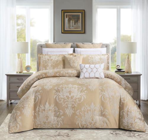 مفرش صيفي فاخر كوين جاكار مطرز 8 قطع – رومينا - بي...