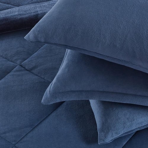 مفرش شتوي مخمل فرو مفرد ونص 4 قطع - ميرولينا - كحل...