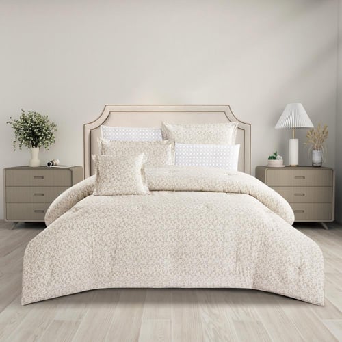 مفرش قطن صيفي مقاس كوين 8 قطع - نوفارين - بيج - اب...