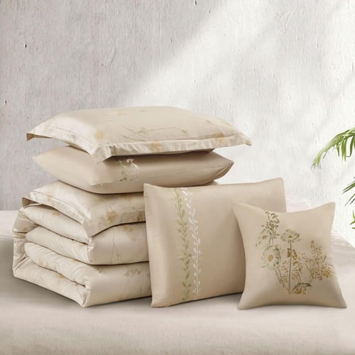 مفرش صيفي مزدوج تنسيل قطن 300 غرزة + مخدة هدية