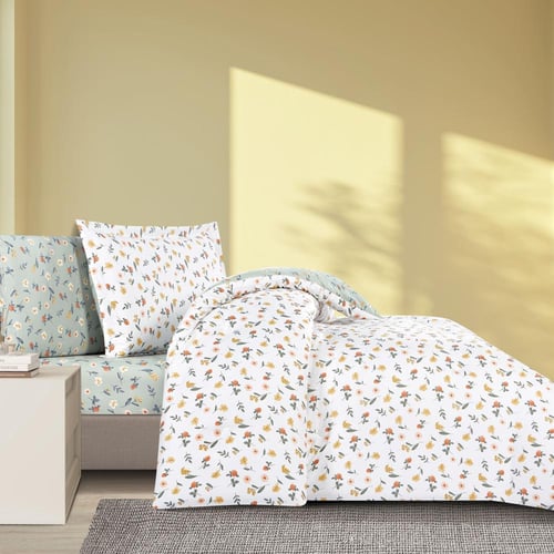 مفرش صيفي مفرد ونص 4 قطع - اليساندرا - ابيض - رماد...