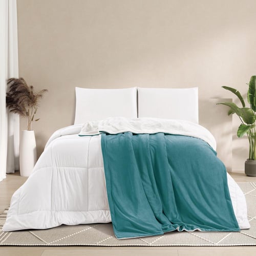 بطانية مخمل وفرو ماريو 200 × 230 - تركوازي