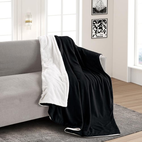 بطانية مخمل وفرو ماريو 200 × 230 - اسود