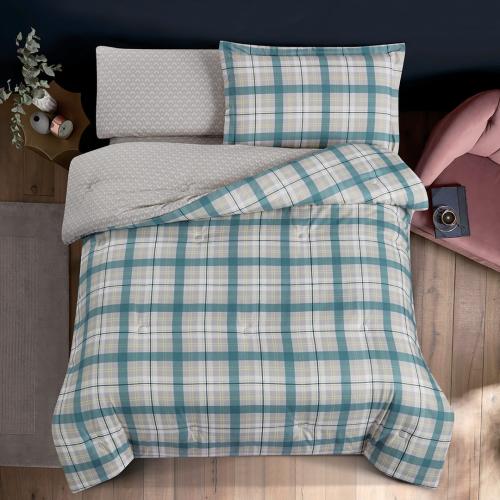 مفرش صيفي مفرد ونص 4 قطع - ليتون - رصاصي - اخضر