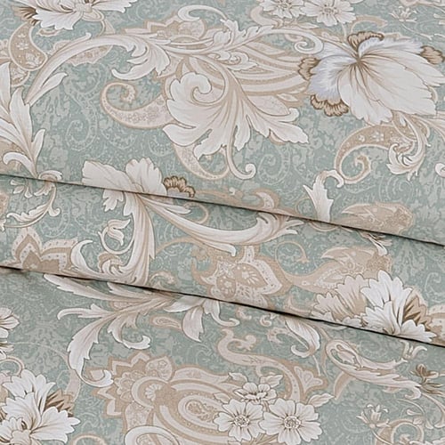 مفرش قطن صيفي مزدوج 8 قطع - زافيرا -اخضر - كريمي