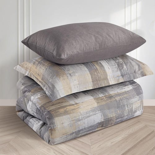 مفرش قطن صيفي مفرد ونص ٤ قطع - فاليريا - رمادي فات...