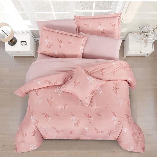 مفرش صيفي مزدوج وجهين 7 قطع - اوركا - زهري غامق -...