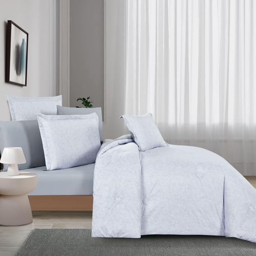 مفرش صيفي مفرد ونص وجهين 4 قطع - سيلون - رصاصي - ر...