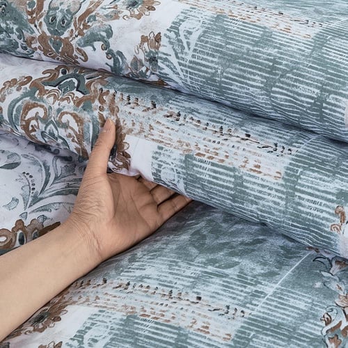 مفرش صيفي مقاس كوين وجهين ٧ قطع - ويلز - ابيض - تر...