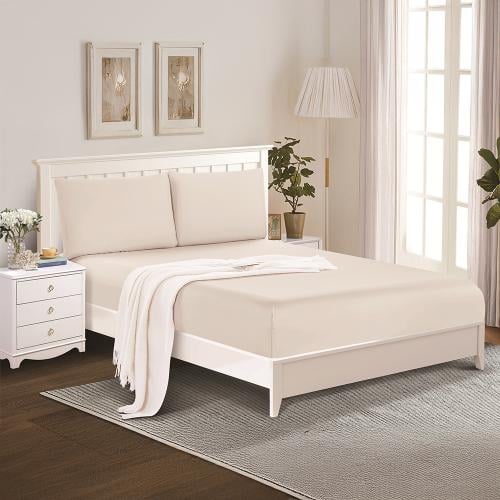 طقم شرشف صيفي مقاس كوين ٣ قطع - لونار - بيج فاتح