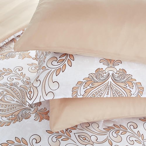 مفرش صيفي مفرد ونص وجهين 4 قطع - سيلون -ابيض - بيج