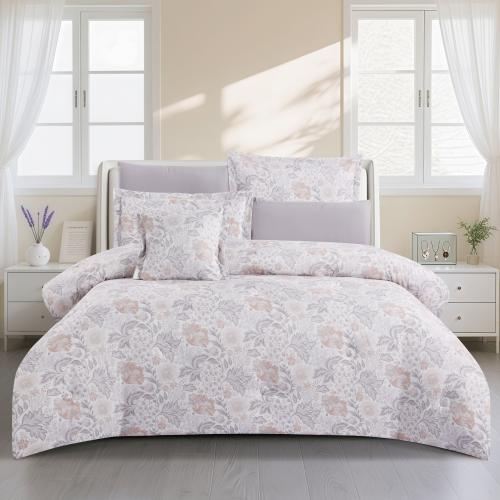 مفرش صيفي مقاس كوين وجهين ٧ قطع - فيفيا - ابيض - ر...