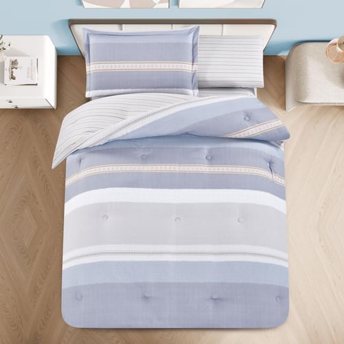 مفرش صيفي مفرد ونص 4 قطع - اليساندرا - رمادي - رصا...