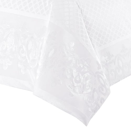 مفرش صيفي مزدوج جاكار شانيل 7 قطع - لورال - أبيض