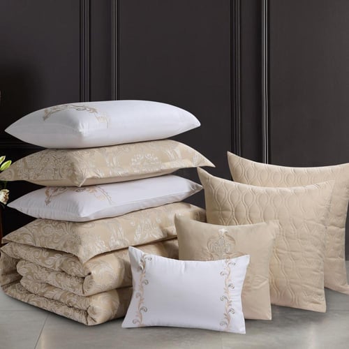 مفرش صيفي فاخر مزدوج جاكار مطرز 12 قطعة – كاسيانا...