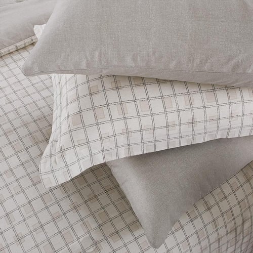 مفرش قطن صيفي مزدوج 8 قطع - زافيرا - بيج - رمادي