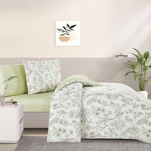 مفرش قطن صيفي مفرد ونص 4 قطع - فاليريا -سكري - اخض...