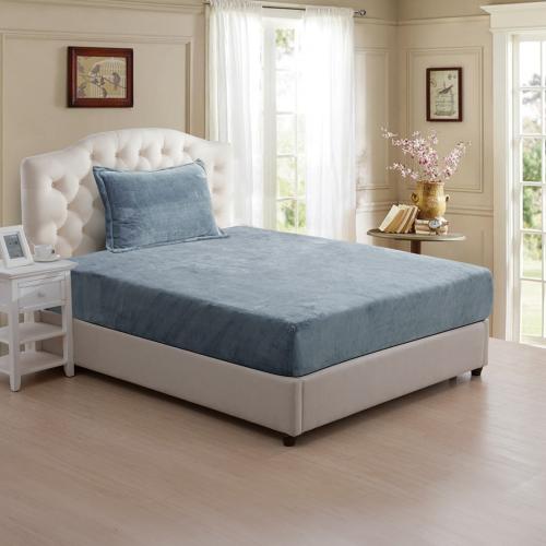 شرشف مغاط شتوي مخمل مفرد ونص 2 قطعه شتوي - رمادي غ...