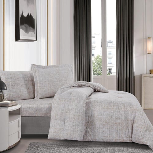 مفرش صيفي مفرد ونص 4 قطع - ليتون - بيج فاتح