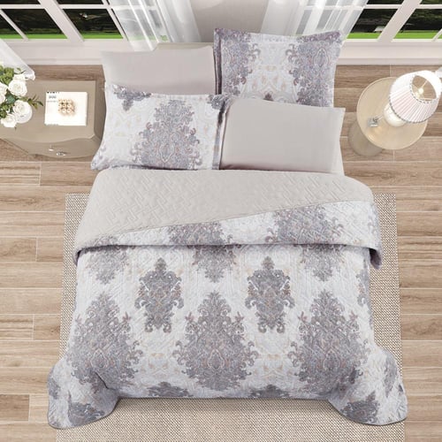 مفرش صيفي مزدوج حشوة مضغوطه 6 قطع - لونيا - كريمي...