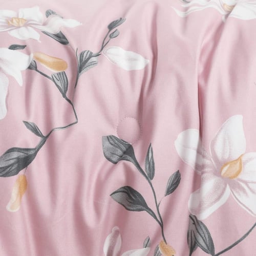 مفرش صيفي مفرد ونص 4 قطع - ليتون - وردي - رصاصي