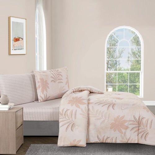 مفرش قطن صيفي مفرد ونص 4 قطع - فاليريا - كريمي - ر...