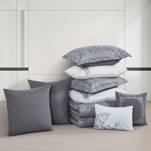 مفرش صيفي فاخر مفرد ونص جاكار مطرز 6 قطع – أمارثا...